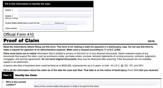 proof of claim